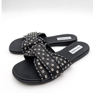 Steve Madden Kammie Rhinestone Slide Sandal Women's Black Size US7M EU37.5